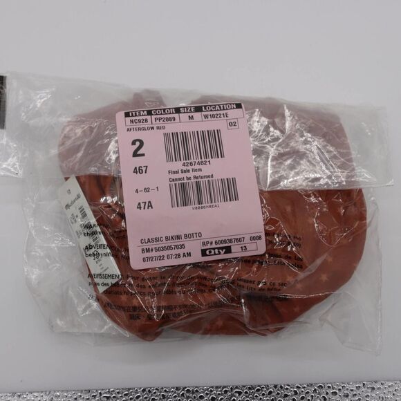 NEW Madewell Second Wave Classic Bikini Bottom in Night Stars, Afterglow red, M - Picture 6 of 6